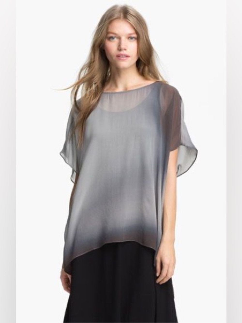 Eileen Fisher Silk Sheer Tunic blouse